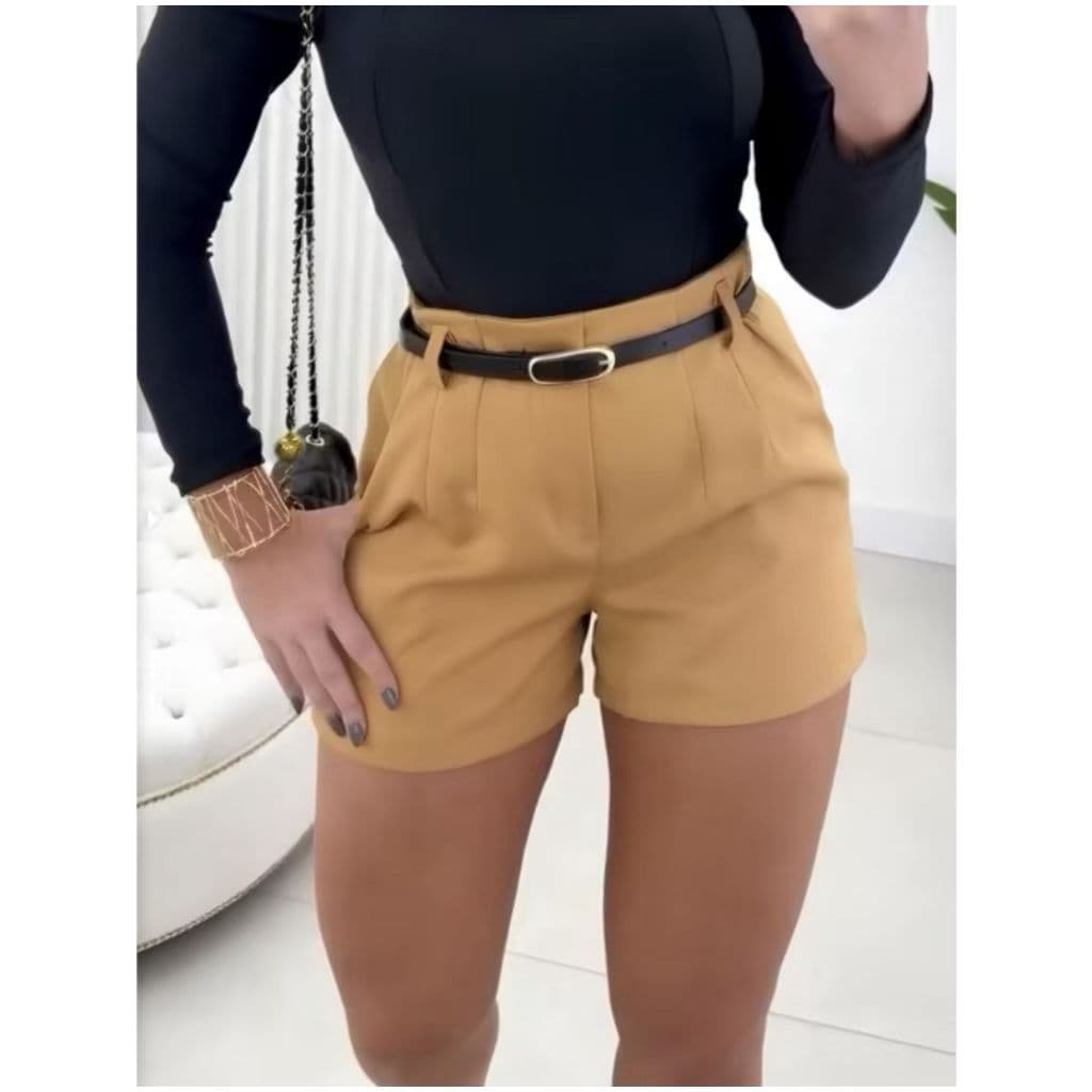 Short alfaiataria PP ziper lateral acompanha o cinto estilo social casual sob medida