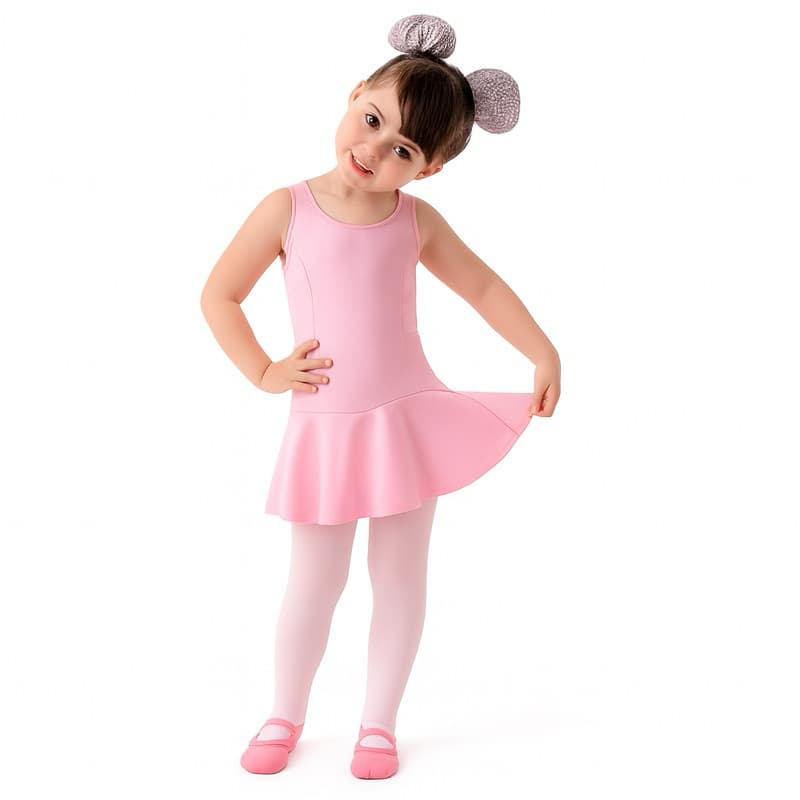 Collant Regata com Saia Acoplada Ballet Infantil Rosa Balé