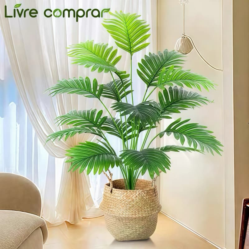 18Folhas Planta Artificial Palmeira Areca Real Toque