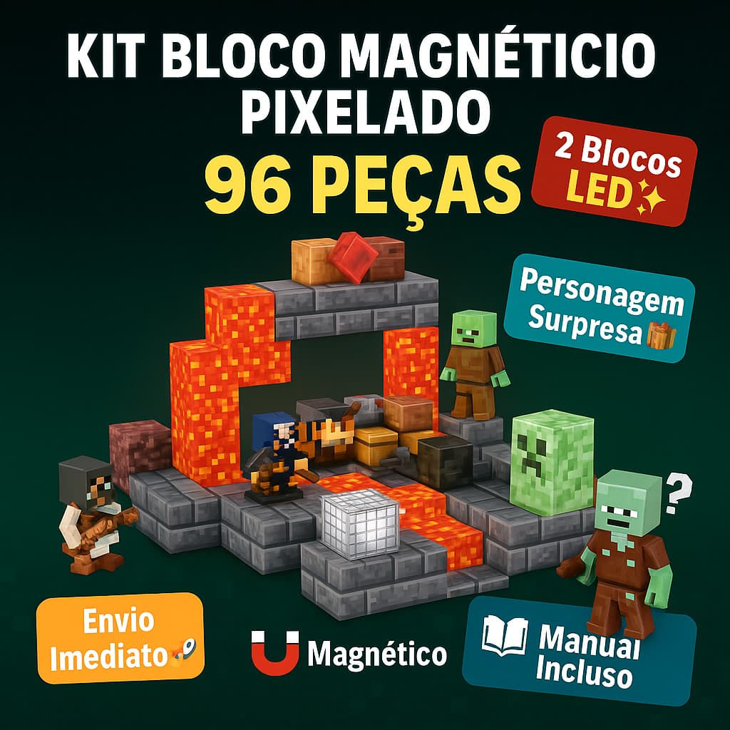Kit 85/96/132 Blocos Montar Magnéticos com Luzes Brinquedo Educativo Ímã Criativo Presente Criança