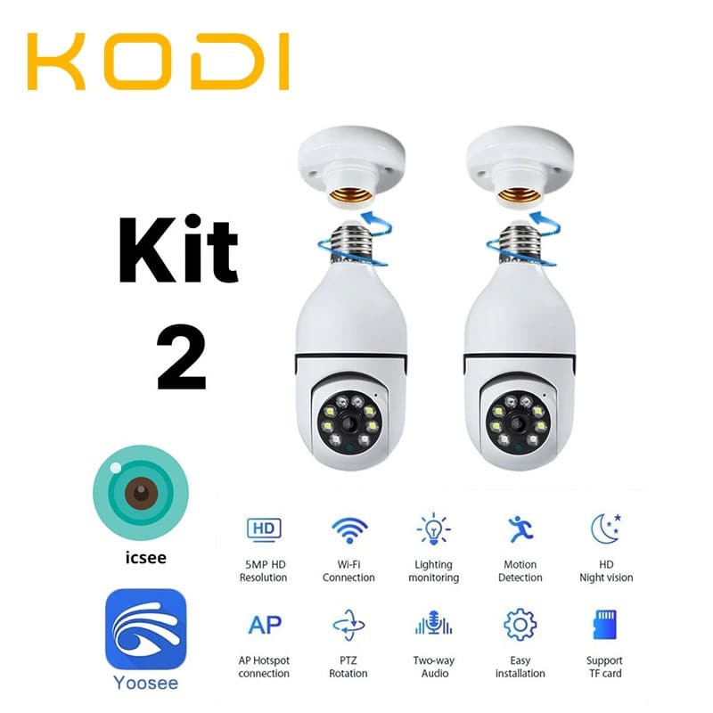 Câmera Lâmpada WiFi Inteligente 1080p com Visão Noturna Áudio Bidirecional para Monitoramento -G4