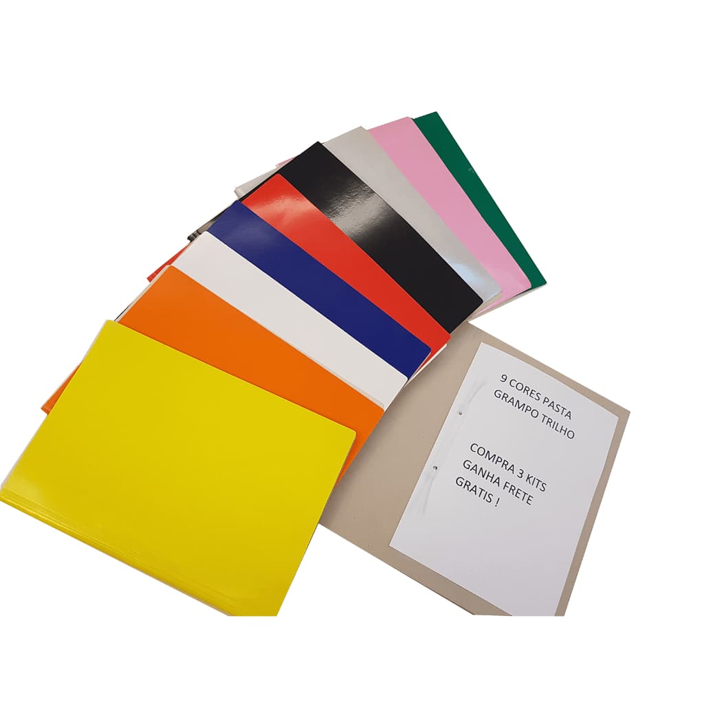 10  PASTA GRAMPO TRILHO DUPLEX 250 GRAMAS PLASTIFICADO COLORIDO ESCOLHA A COR