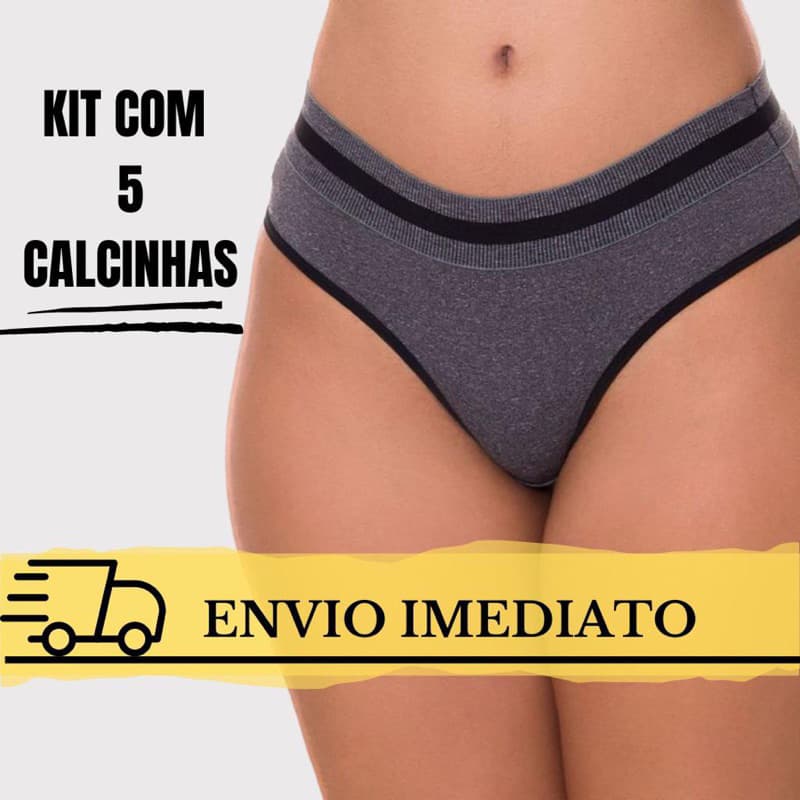 Kit 5 Calcinha Feminina Lingerie Sexy Cós Largo Confortável Forro de algodão