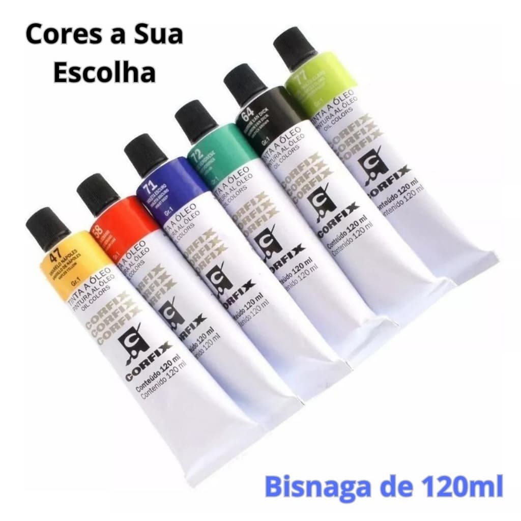 Kit Tintas Óleo para pintura em tela Corfix 120ml GR1- Escolha as cores e Quantidade