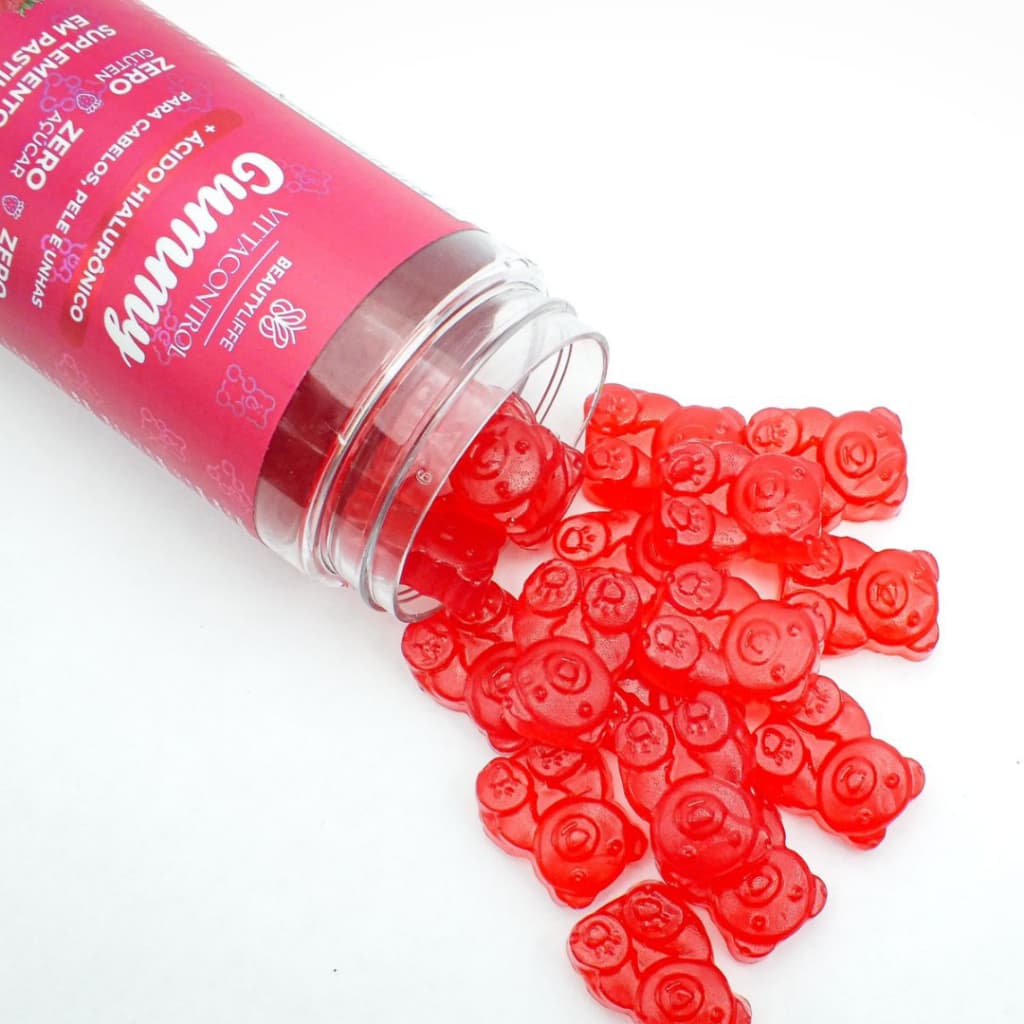 VittaControl Gummy ZERO Vitamina Cabelo, Unhas e Pele com Ácido Hialurônico Apenas 1 Goma ao dia