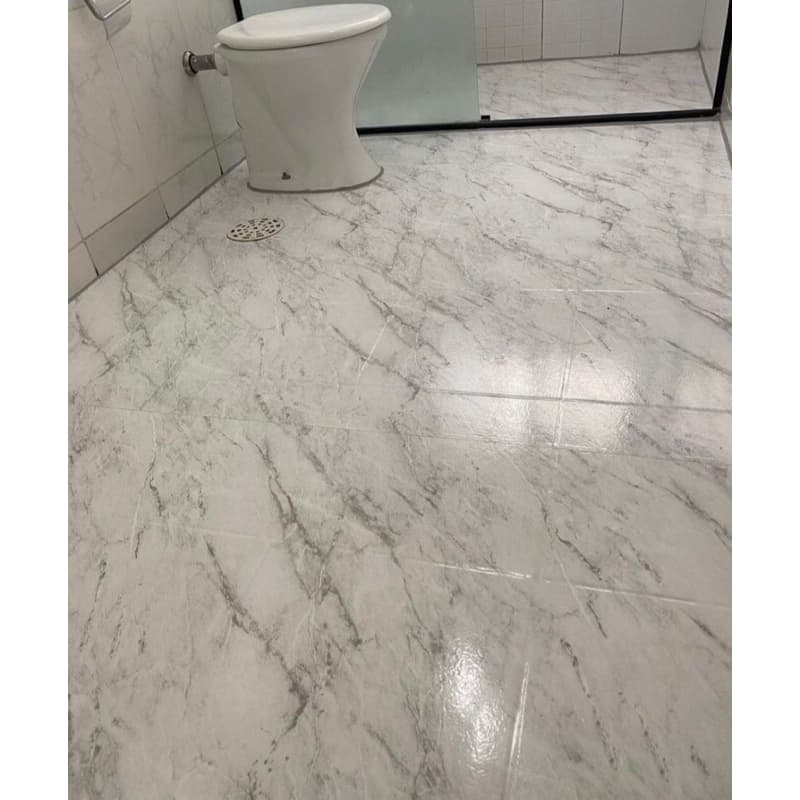 Adesivo Piso Autocolante Lavável Chão, Pias, Paredes, Moveis, Imita Marmore Calacata Branco Claro 1mtx60cm