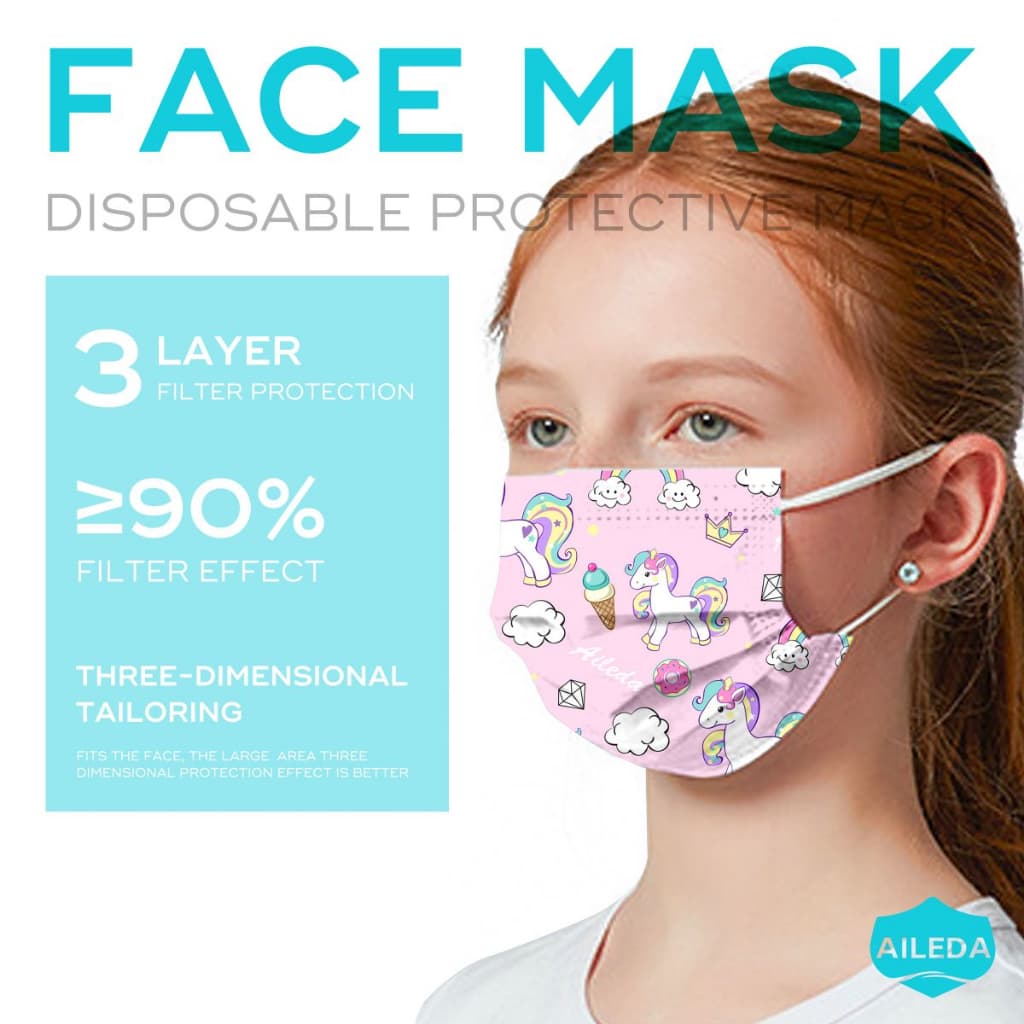 Kit 50Unidades AILED Mascara Facial respirável confortável Infantil/ estampas