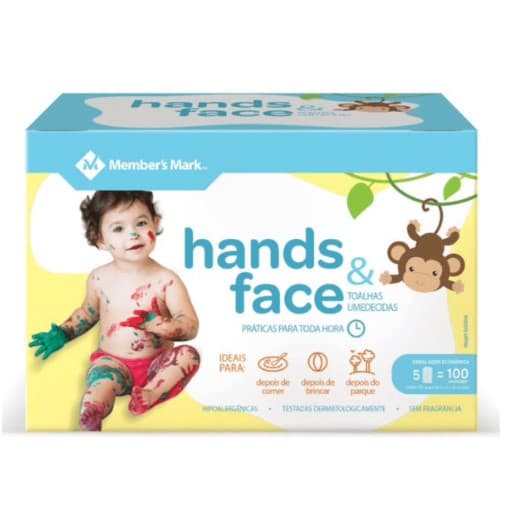 Toalhas umedecidas mãos e rosto Hands & face 100 unidades Lenços umedecidos para bebê