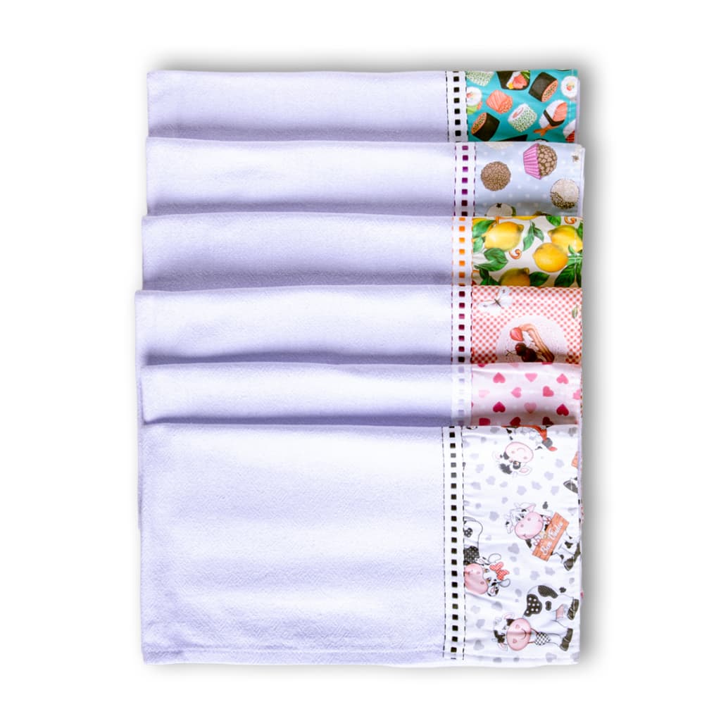 Kit 5 Pano De Prato Copa Barrado Cozinha Revenda Premium