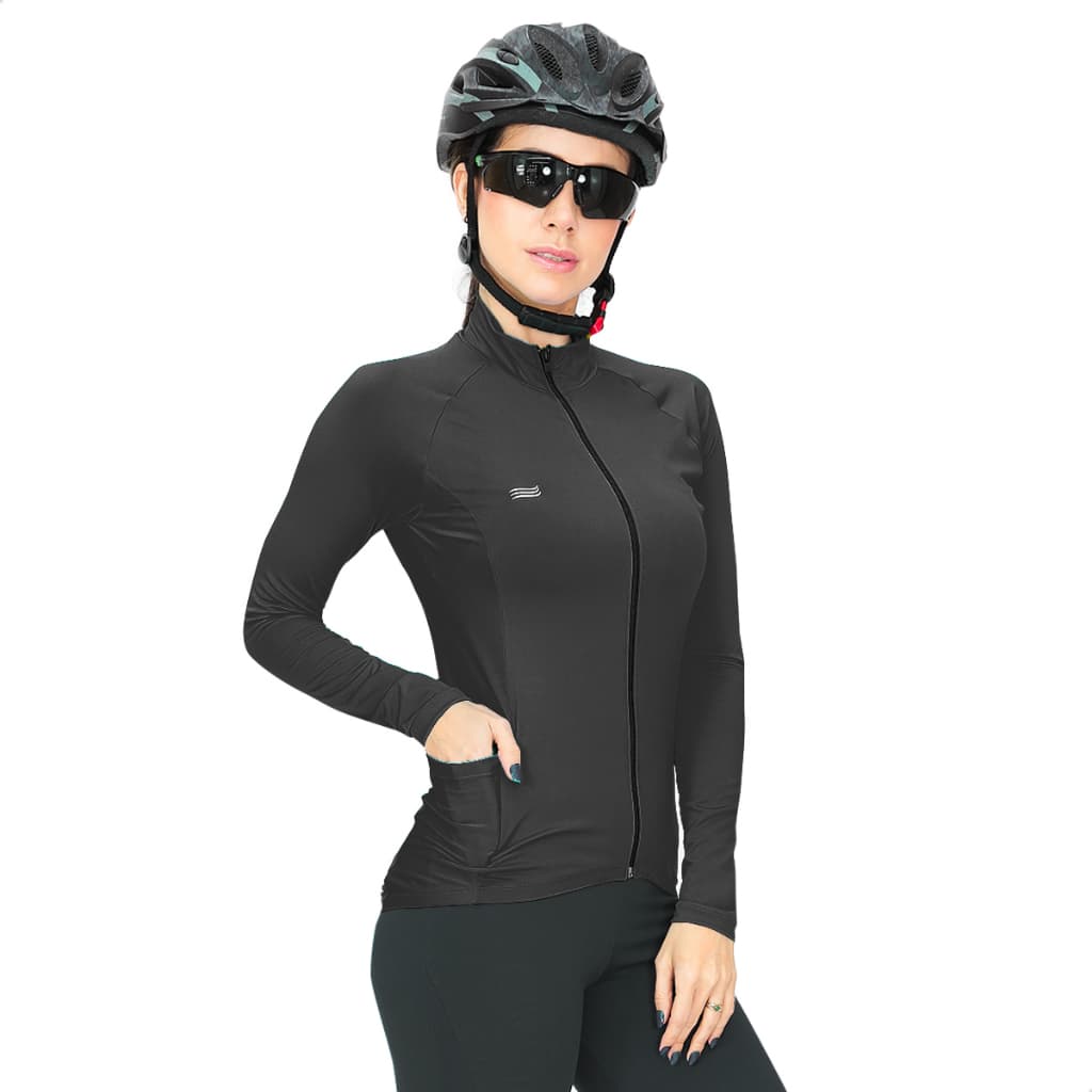 Blusa Manga Longa Mulheres Jaqueta Esporte Zíper Camisa De Fitness Ginásio Ciclismo