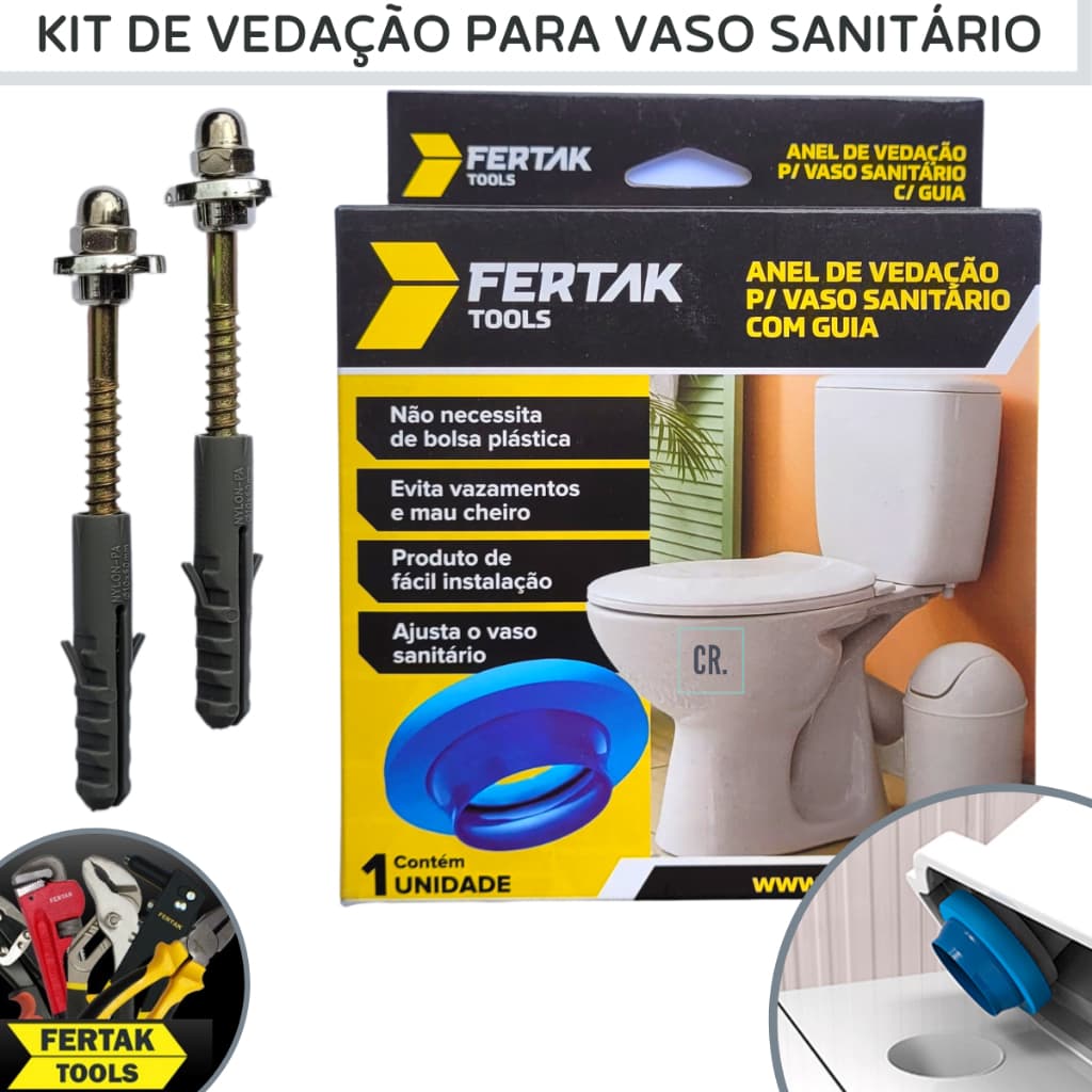 Kit de Vedação Para Vaso Sanitário Bolsa Anel de Vedação Parafuso de Vaso ou Kit Completo.