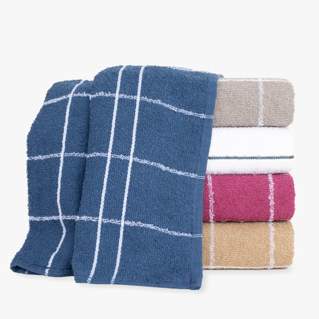 Kit 5 Panos de Prato Para Cozinha Atoalhado Listrado em Algodão - (45x65cm)