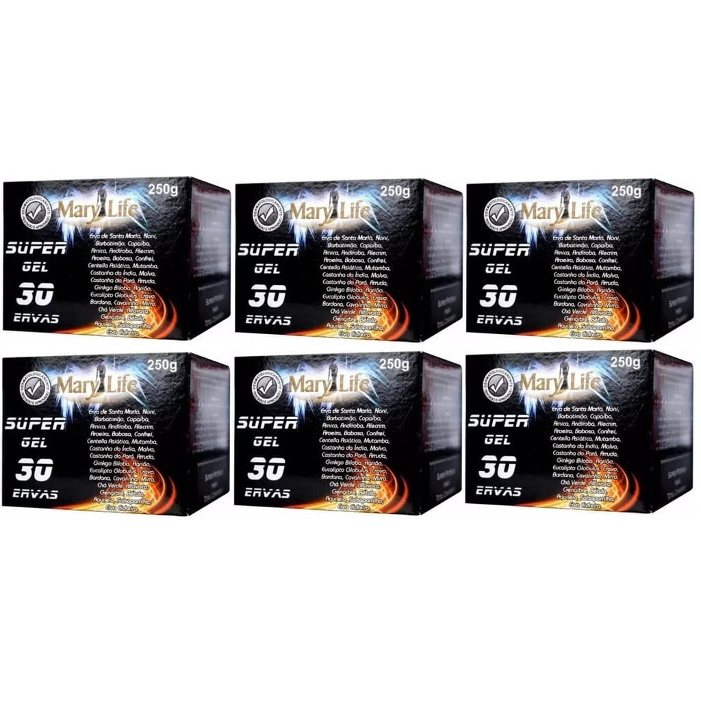 6 UNIDADES DE SUPER GEL 30 ERVAS MARY LIFE 250G