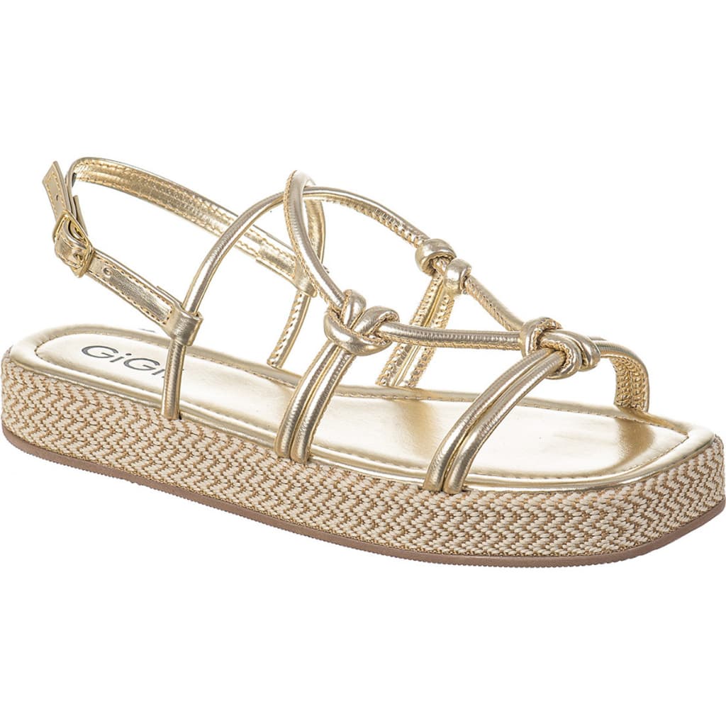 Sandalia Feminina GiGiL Flatform Rasteira Com Tiras Trançadas Nó Espadrille Confortável Papete