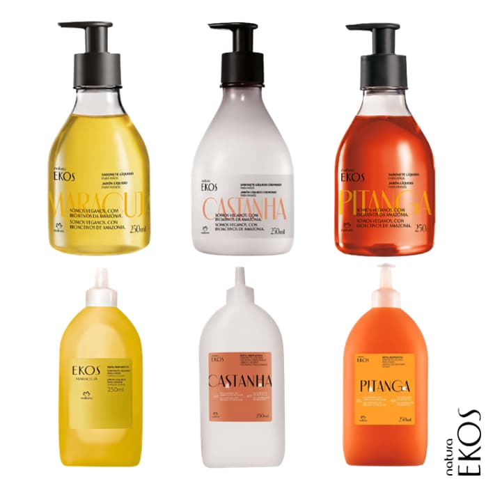 Sabonete Líquido para Mãos Natura Ekos 250ml: Pitanga, Castanha ,Andiroba, Maracujá (Regular ou Refil)