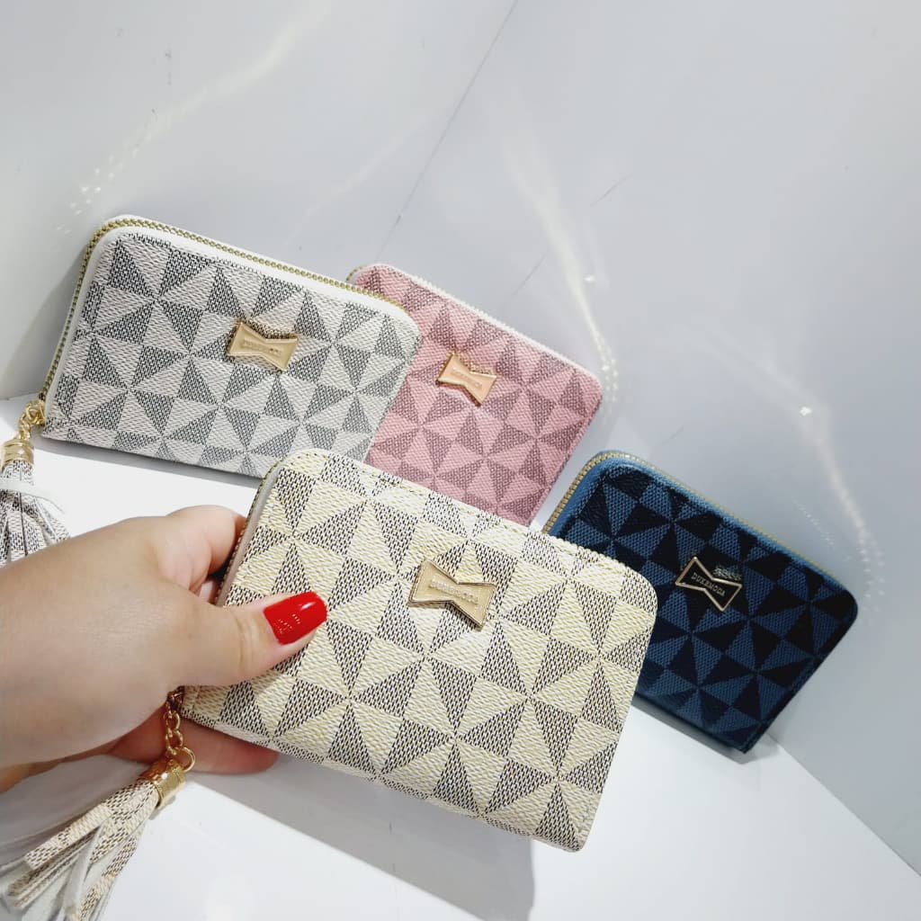 Carteira Feminina Quadriculada com Chaveiro Franjada-4264