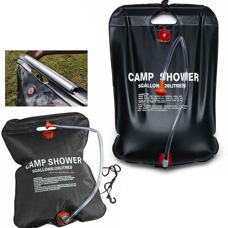 Chuveiro Portátil Saco De Banho 20l Aquecimento Solar P/ Acampar + Chuveirinho