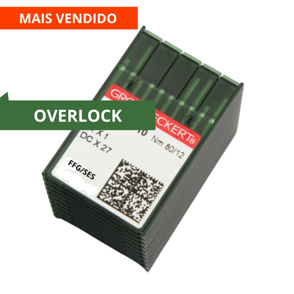 Conjunto com 10 unidades de Agulhas Máquina de Costura Overlock Industrial B27 marca Groz Beckert
