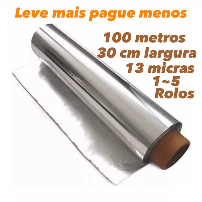 KIT Rolo De Papel Alumínio 30 Cm X 100 Metros COM SERRILHA (CHOCO)