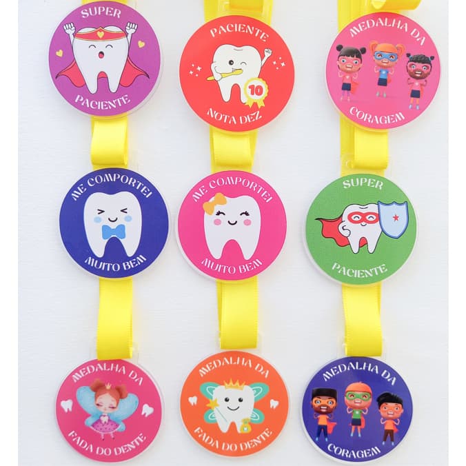 10/20/30/40 Medalhas Bom Comportamento/Super Paciente/Nota10/Herois/Odontopediatria Reforço Positivo