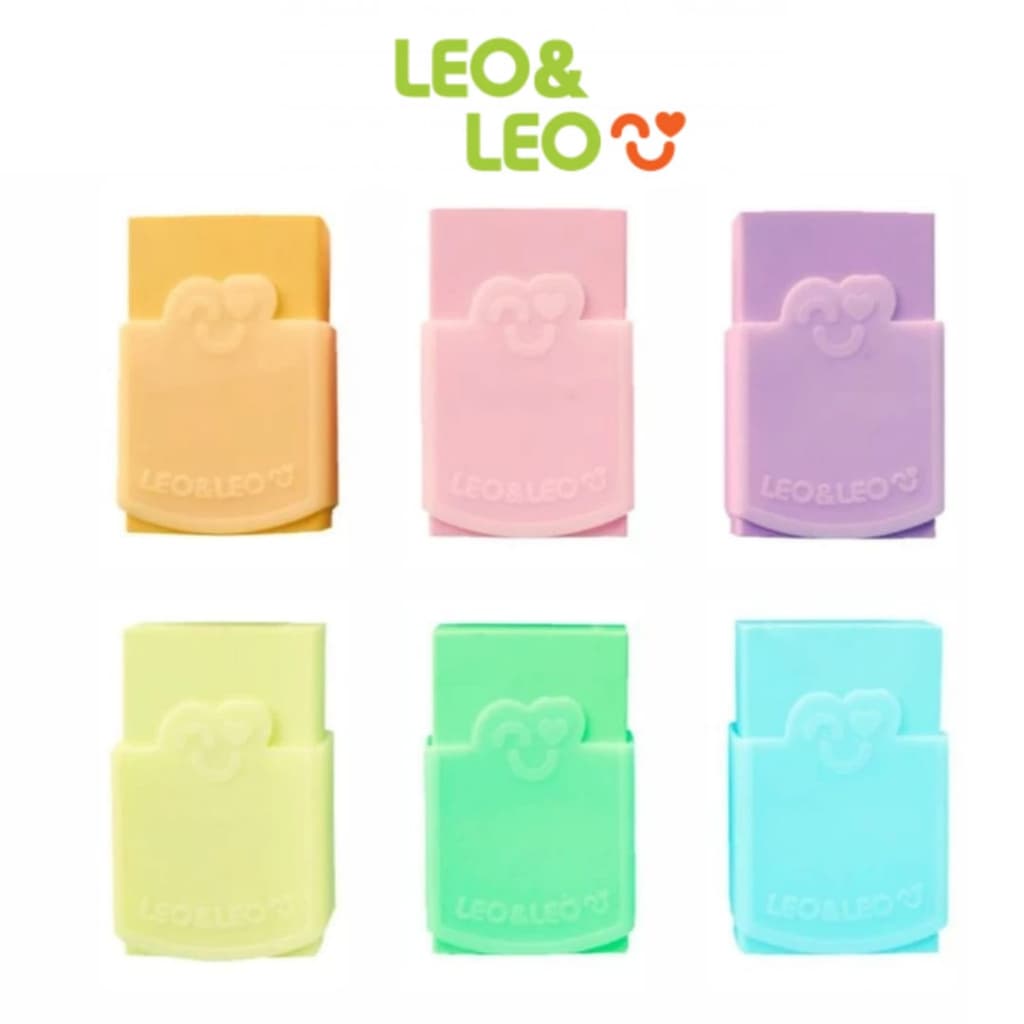 Borracha Escolar Plástica Color Pastel  Rosa Azul Verde Laranja Lilas Amarelo Leo&Leo