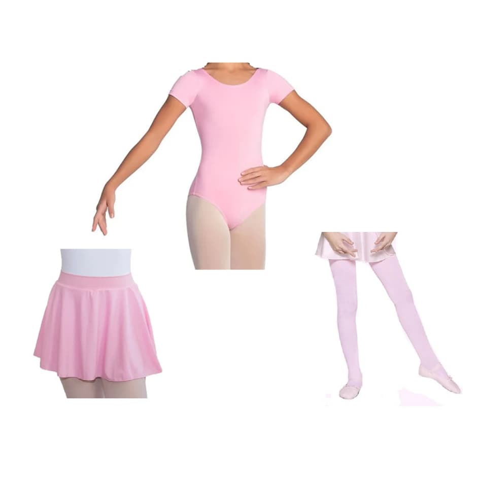 Kit Ballet, Collant Body + Saia Com Cós + Meia Fio 40, Roupa Balé Infantil.  (medidas na descrição do produto)