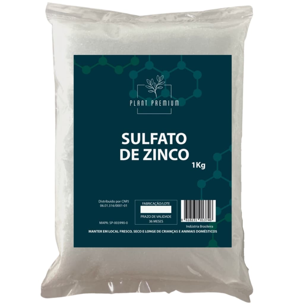 Sulfato de Zinco Solúvel 1kg – Fertilizante 20% Zn + 10% S Para Agricultura e Jardinagem