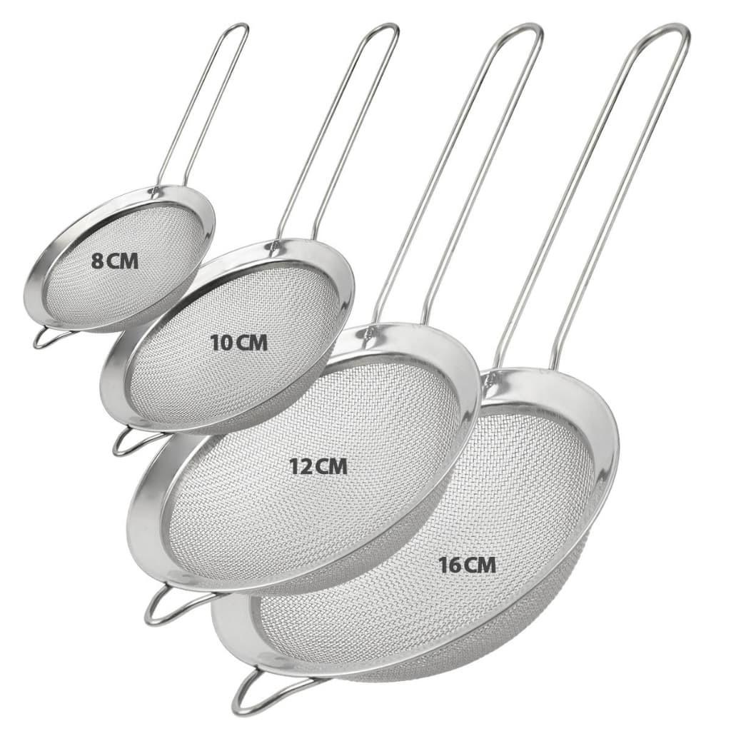 Kit 3 Peneira Coador Em Aço Inox Para Cozinha Tamanho P M G 8/10/12/16cm Polvilhar Açúcar Farinha