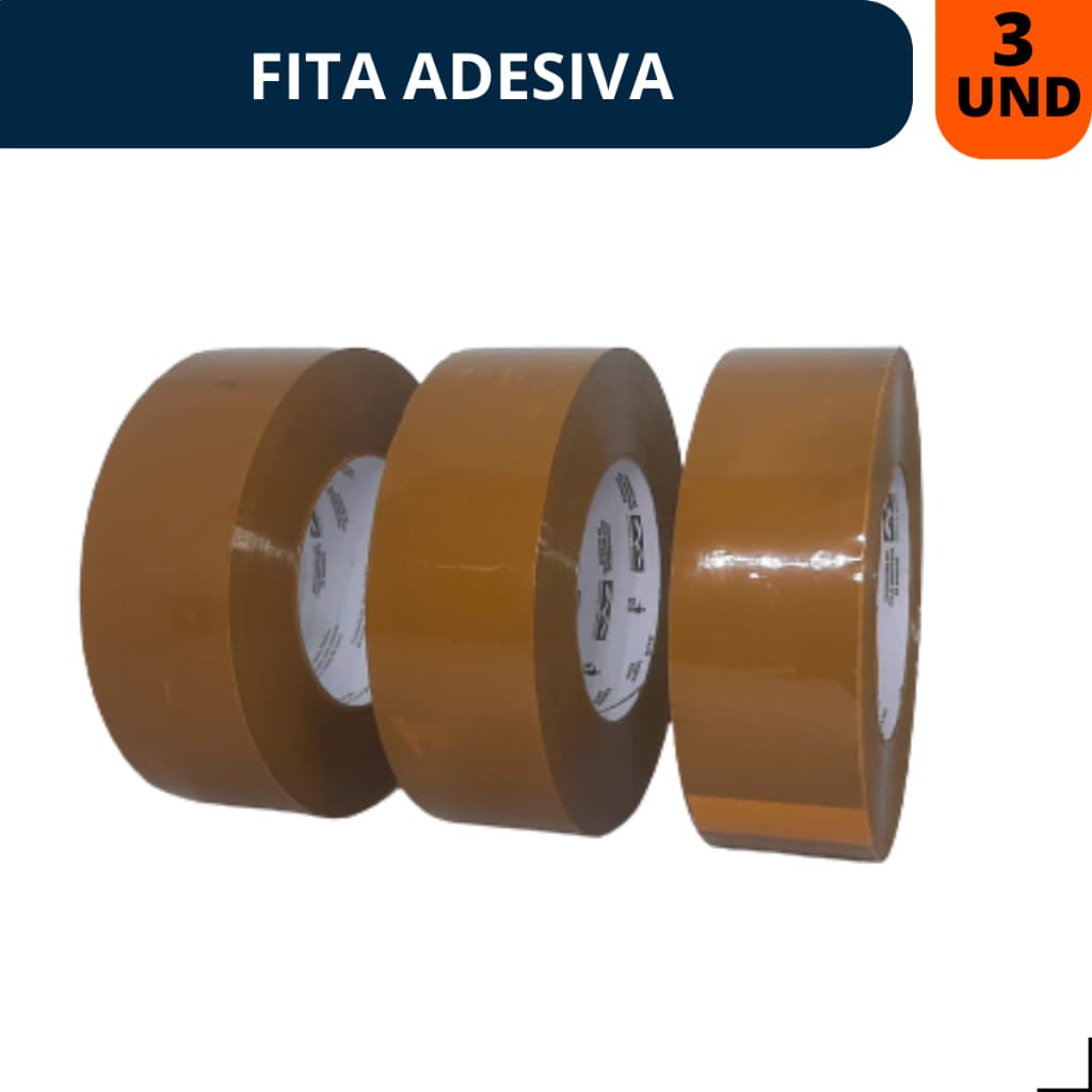 Kit 3 Fitas Adesivas Durex Larga 500 Metros Grande para Embalagens e Caixas