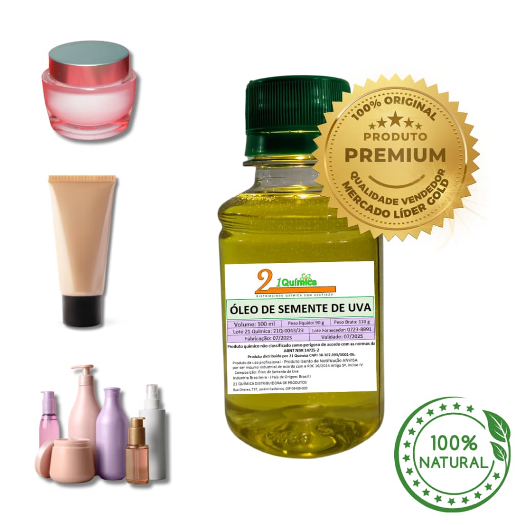 Óleo de Semente de Uva Segredo da Beleza Natural 100% Puro - Nutrição e Hidratação - 100ml