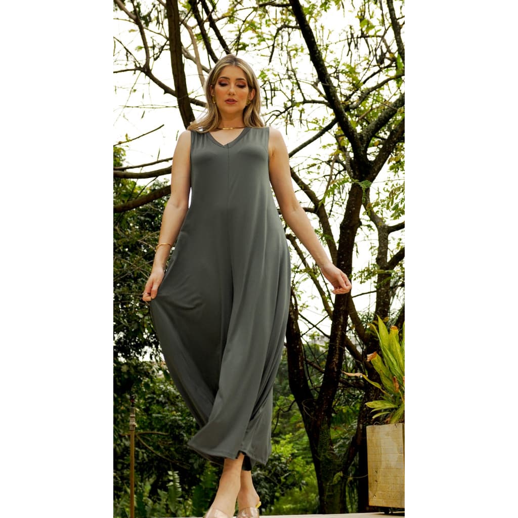 MACACÃO PANTALONA FEMININO REGATA PLUS SAIZE EM MALHA TAMANHO GRANDE