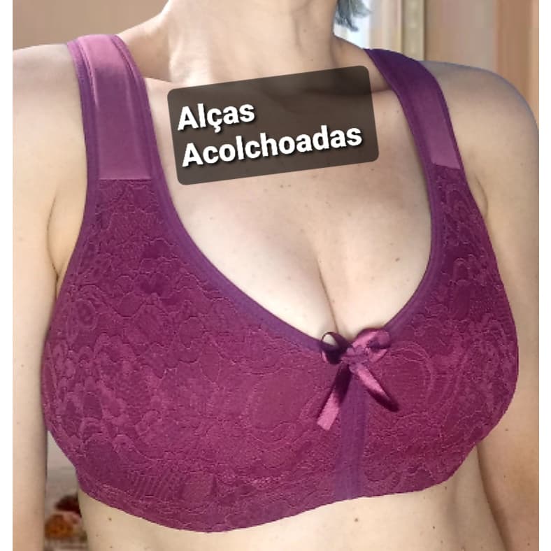 Sutiã de Renda Conforto Alças Acolchoadas Super Reforçado Plus Size Sustentação