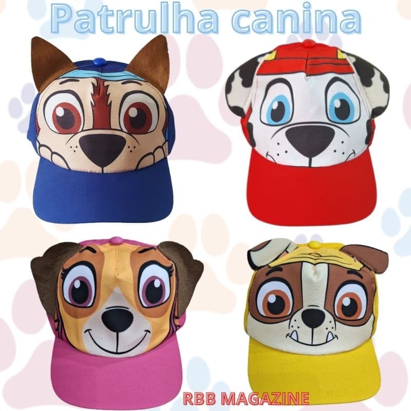 Boné Patrulha canina 3D Chase, Marshall,  Skye e Rubble