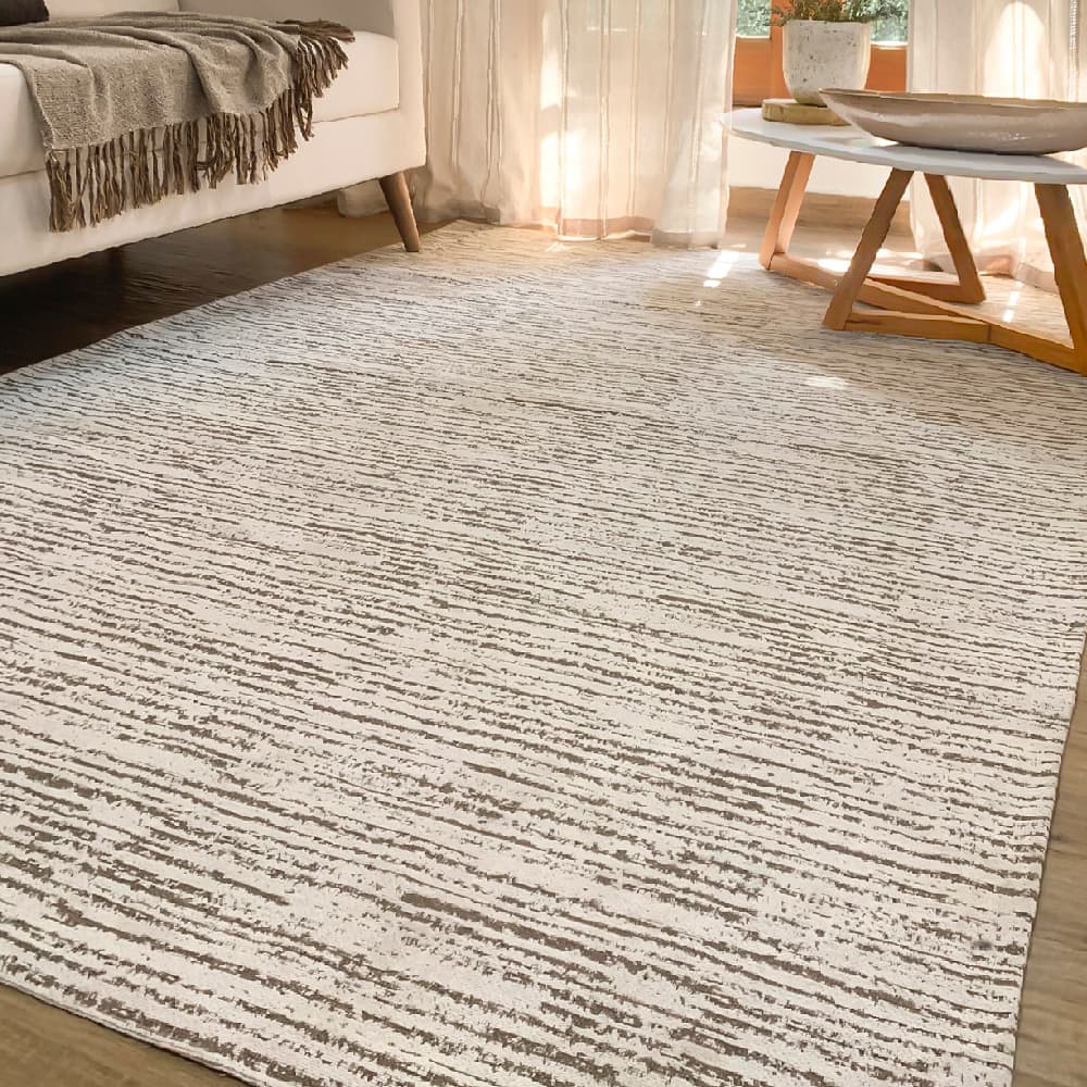 Tapete para Sala Quarto Grande 2,00 x 1,40 Antiderrapante Luxuoso Cru Bege Caramelo Claro Escuro