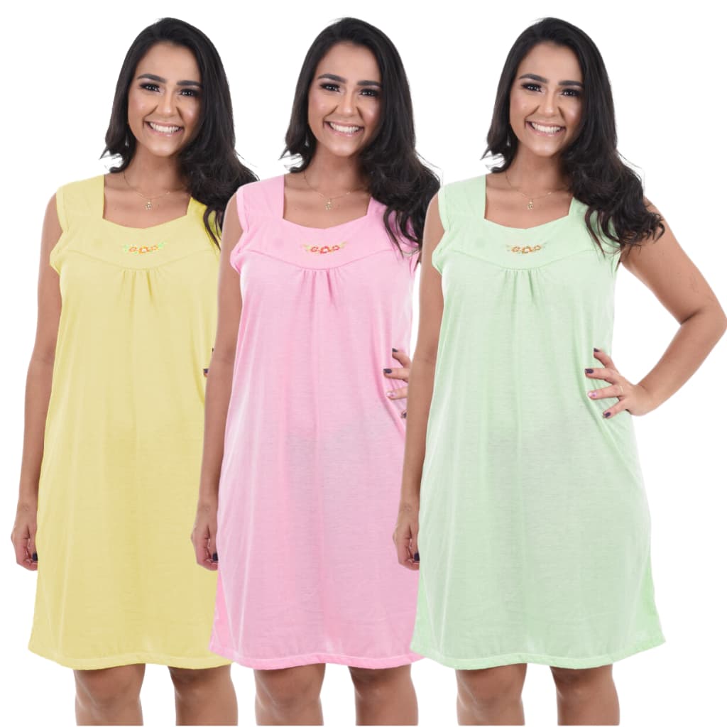 Kit 2 Camisola Feminina Senhora Malha Premium  Elegante e Confortável