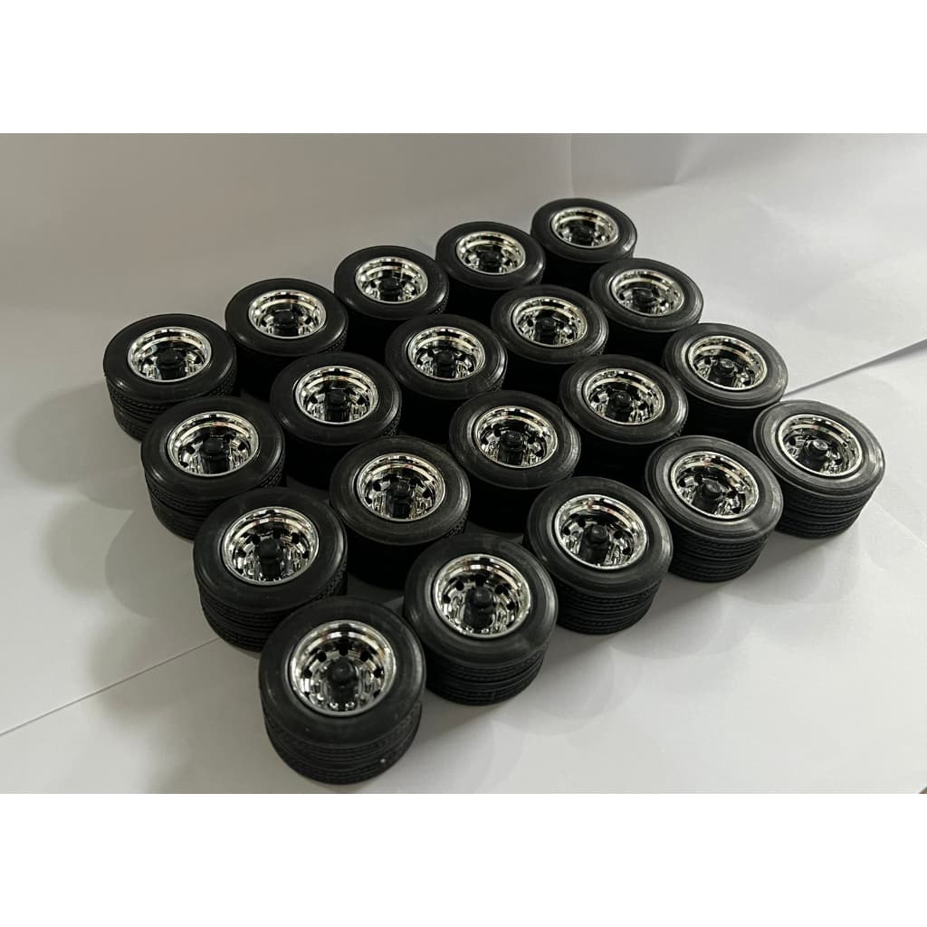 Kit com 10 Pares de Rodas com Pneu liso, escala 1/32