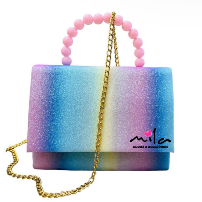 Bolsa infantil blogueirinha com alça de perola e Corrente/bolsinha de menina/bolsa blogueirinha