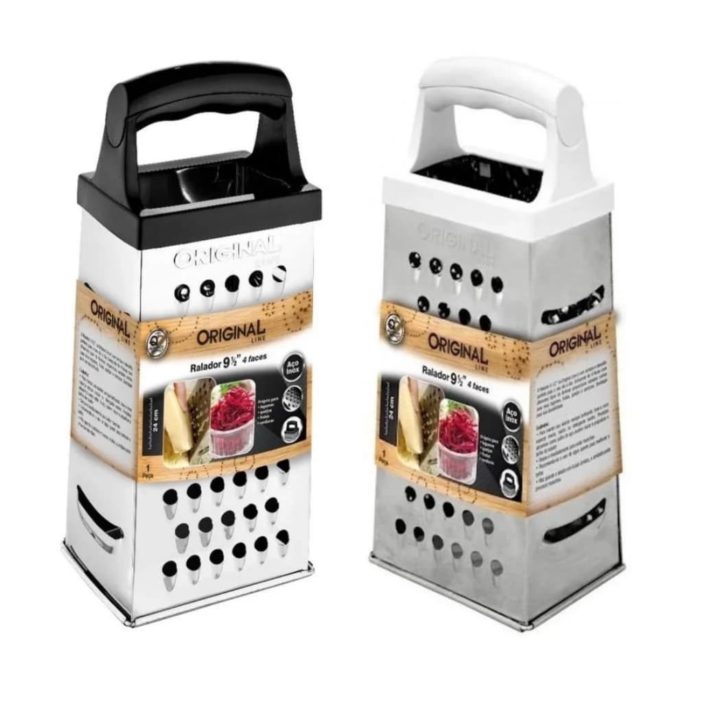 Ralador Inox 4 faces 23x10x7cm Queijo Frutas Legumes Alimentos Original Line Aço Inox Manual Multiuso Universal