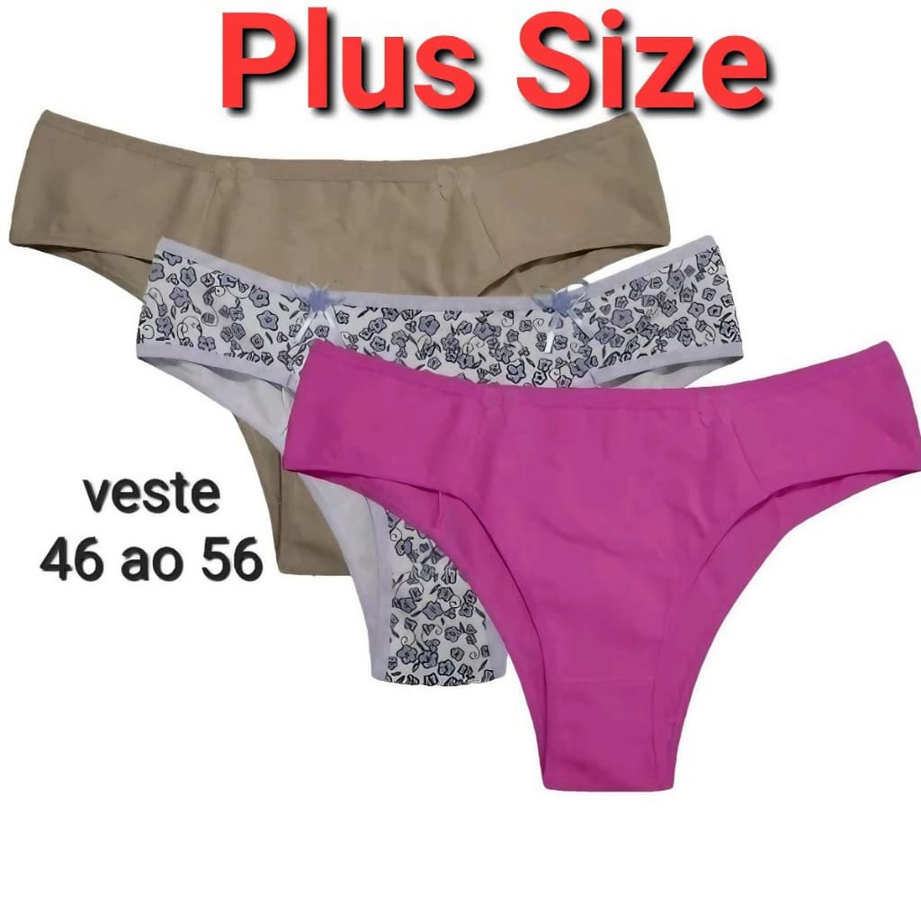 Kit 6 Calcinha Plus Size Algodão 42 a 52