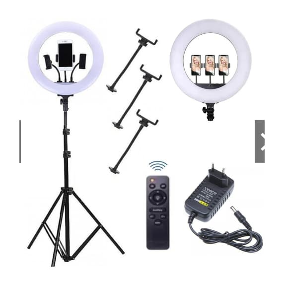 Iluminador Ring Light 14 Polegadas COM Tripe 2.1m COM 3 Suporte De Celular ( 110v )