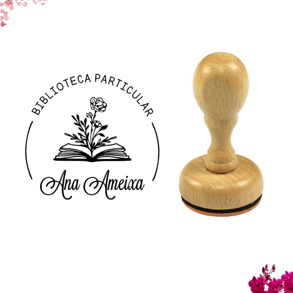Carimbo personalizado para livros | Biblioteca pessoal | Floral | Carimbo from the library | Acervo
