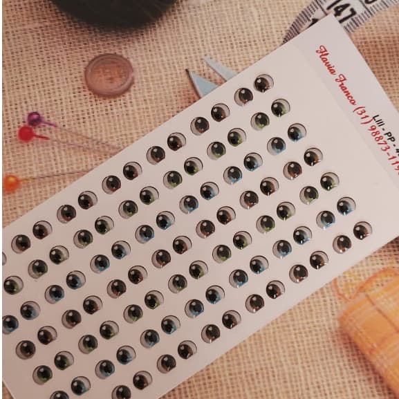 LILI PP - 49 PARES - Cartela Olhinhos Ohos Resinados Biscuit e Eva