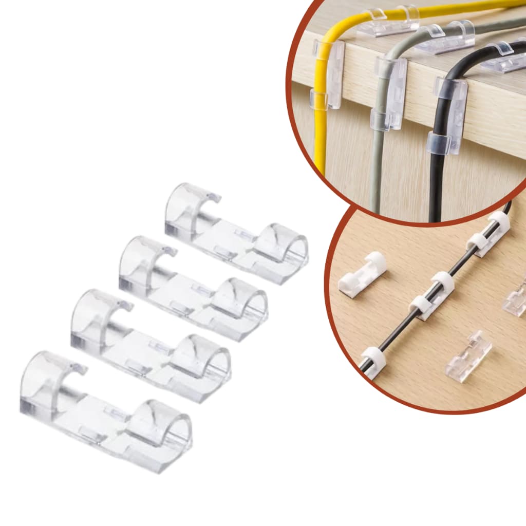 Kit de clips organizador de fios transparente 20 30 e 60 unidades esconde fio e cabo colante adesivo