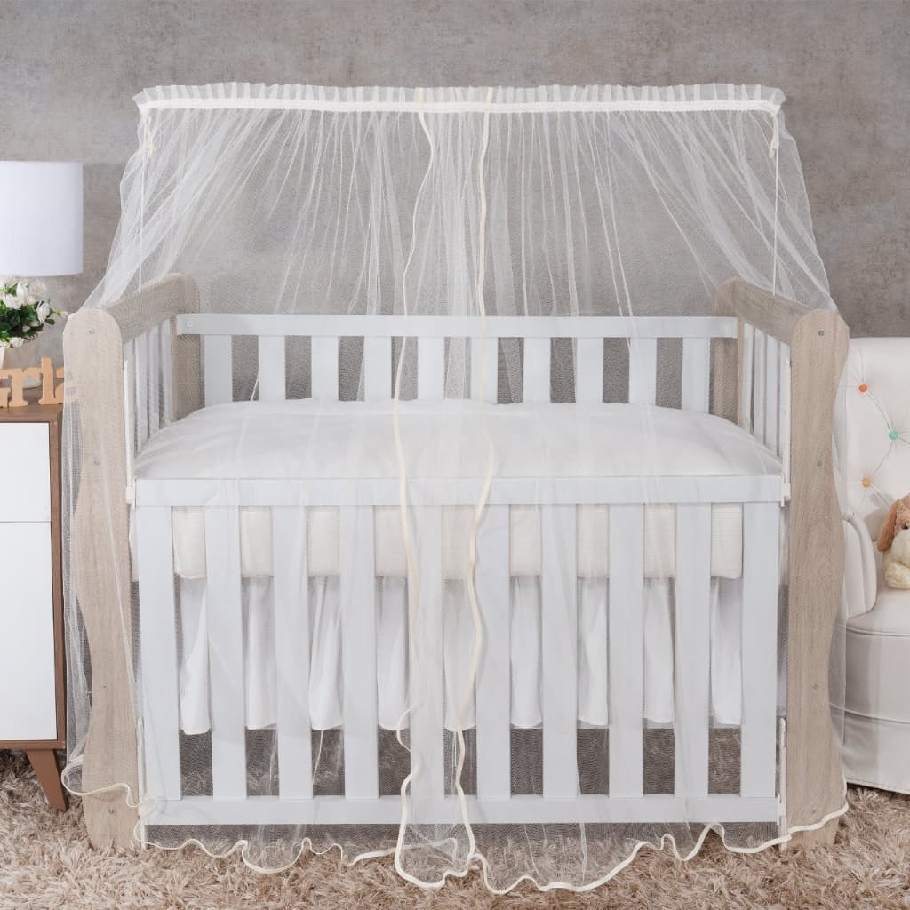 MOSQUITEIRO PARA BERÇO AMERICANO TULE  BEGE  COM  VIE S DE  VÁRIAS  CORES  ESCOLHA  SUA COR DELICADO