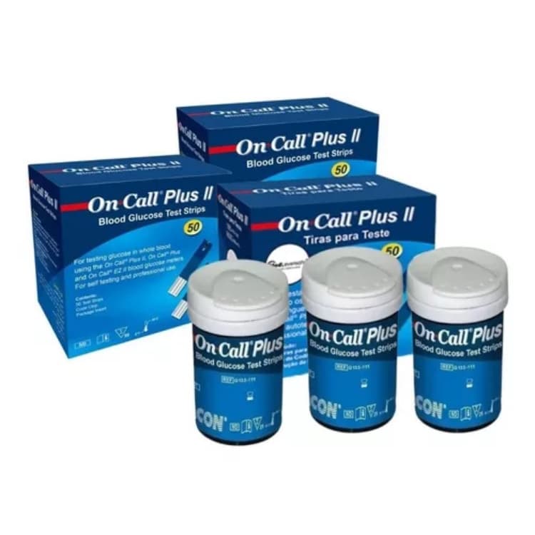 150 TIRAS DE TESTE PARA MEDIR GLICOSE ON CALL PLUS II