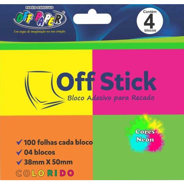 Bloco Adesivo para recado 38mmx50mm 400 fls Off Stick