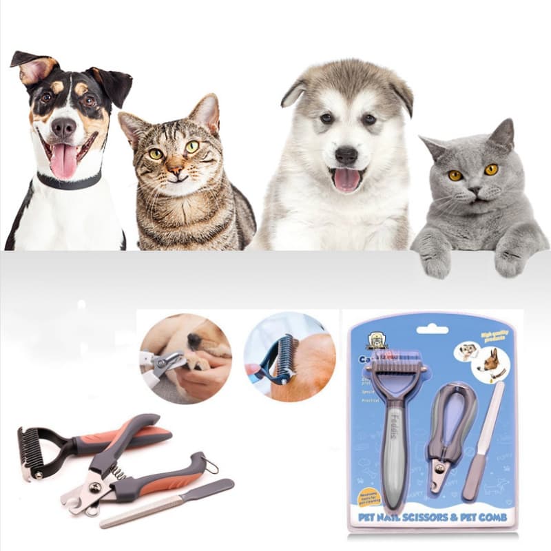 KIT 3 Unidades Pet Para Cachorro e Gato Com Pente Lixa De Unha e Tesoura P
