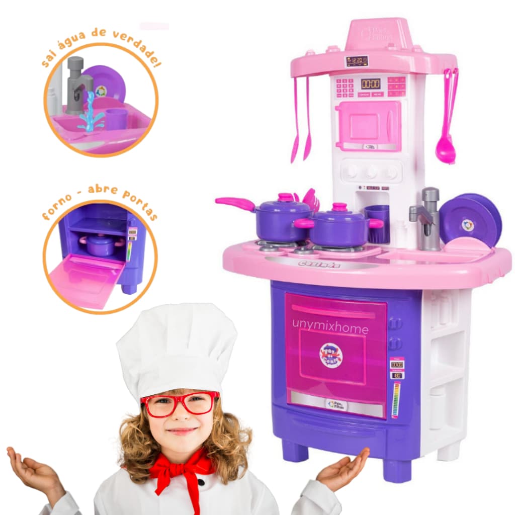 Kit Cozinha Infantil De Brinquedo Completa Sai Água de Verdade