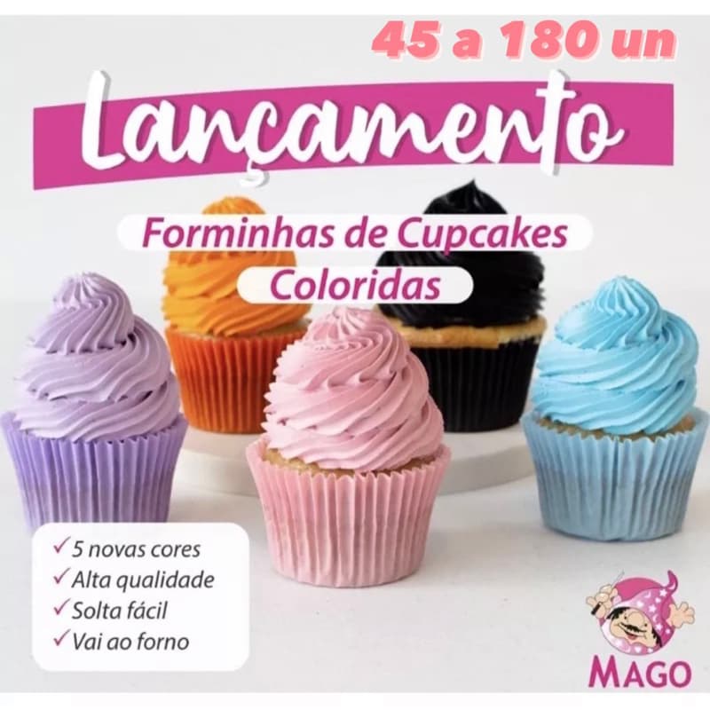 KIT 45~180 Forminha Cupcake Mago Novas Cores a Escolha//