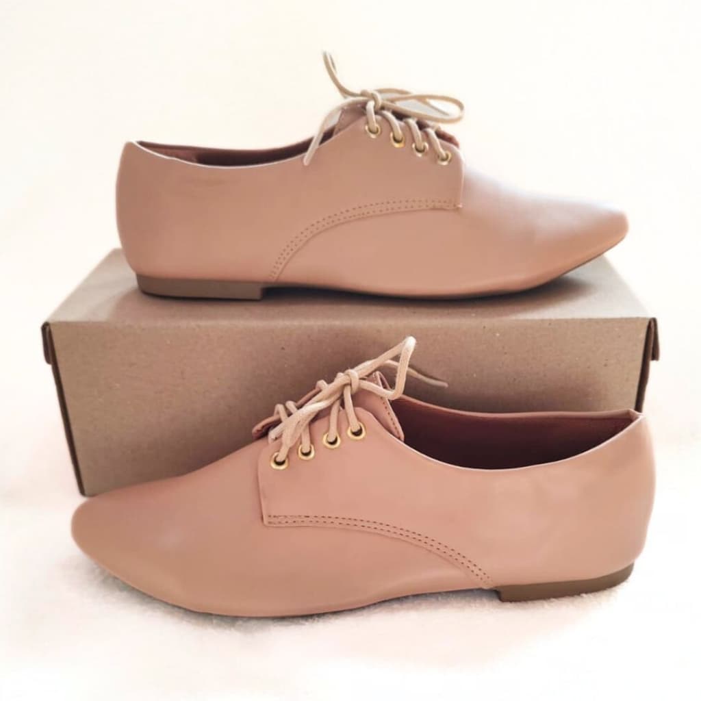 Sapato oxford nude sapato confortavel da moda